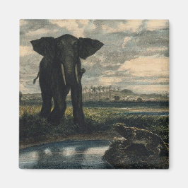 Imán Elefantes y una pantera en el desierto indio