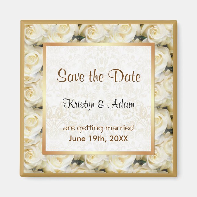 Imán Elegancia de rosa blanca (Frente)