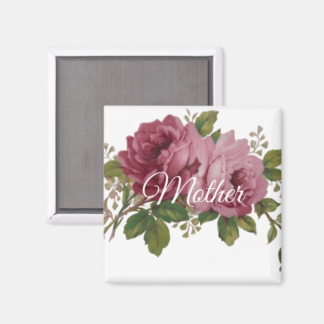 Imán Elegancia de Rosa Rosa  (Anverso/Reverso)
