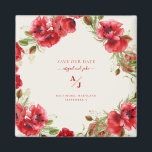 Imán Elegancia en el Boda Crema Rojo Salven nuestra cit<br><div class="desc">Elegante. Reserva la fecha para bodas. Rojo y Crema. Floral. Geométrico. Imán.</div>