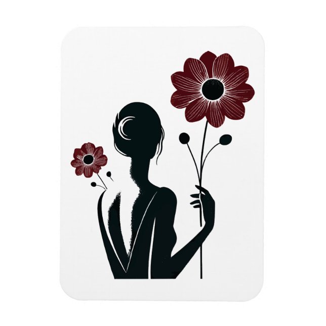 Imán Elegancia etérea - Mujer y flores (Vertical)