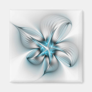 Imán Elegancia floral arte fractal abstracto azul moder