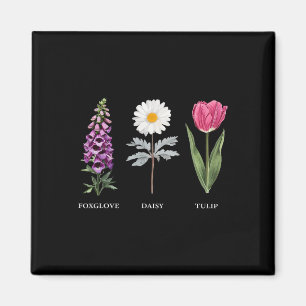 Imán Elegancia floral Foxglove Daisy Tulip Design