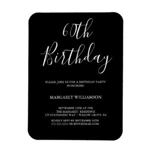 Imán Elegancia moderna en blanco y negro Cumpleaños 60