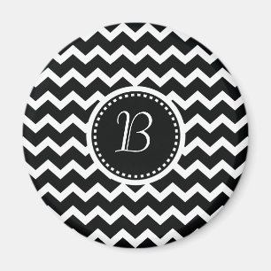 Imán Elegancia retra del zigzag blanco y negro de
