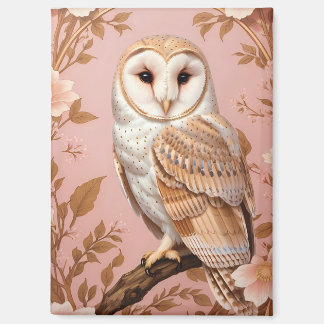Imán Elegant Barn Owl Pink and Gold Floral