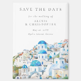 Imán Elegant Blue Italian Skyline Wedding Save the Date