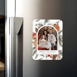 Imán Elegant Botanical Citrus Arch Holiday Photo