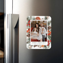 Imán Elegant Botanical Citrus Frame Holiday Photo