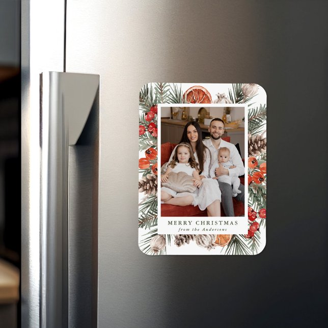 Imán Elegant Botanical Citrus Frame Holiday Photo (Subido por el creador)
