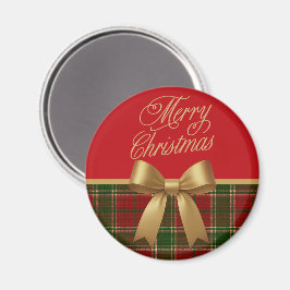 Imán Elegant Christmas Plaid Magnet with Gold Bow