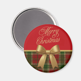 Imán Elegant Christmas Plaid Magnet with Gold Bow