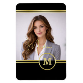 Imán Elegant Gold Signature Monogram with Photo