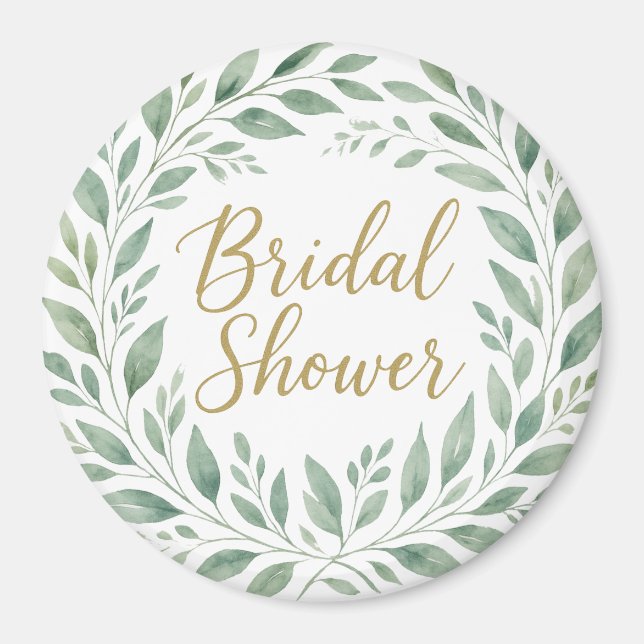 Imán Elegant Greenery Watercolor  Boho Bridal Shower (Frente)
