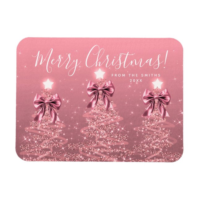 Imán Elegant Holiday Blush Pink Christmas Trees  (Horizontal)