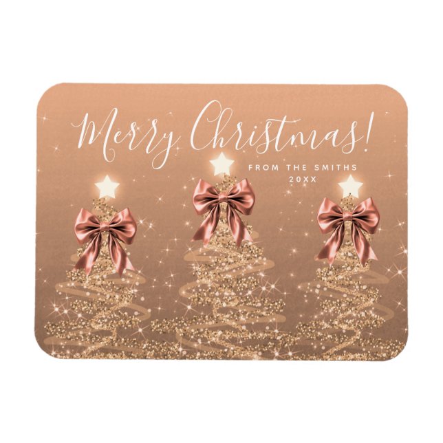 Imán Elegant Holiday Rose Gold Christmas Trees  (Horizontal)