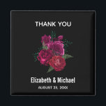Imán Elegant Magenta Rose Floral Bouquet Wedding<br><div class="desc">A favor magnet with a beautiful image of a bouquet of magenta and pink flowers. Black background.</div>
