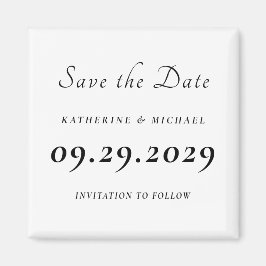 Imán Elegant Minimal White Wedding Save The Date
