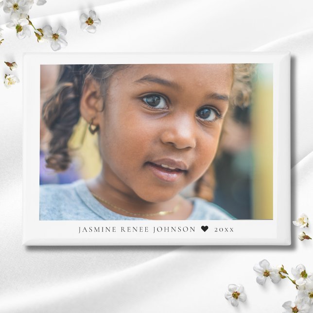 Imán Elegant Modern Photo Name (Custom Photo Magnet)