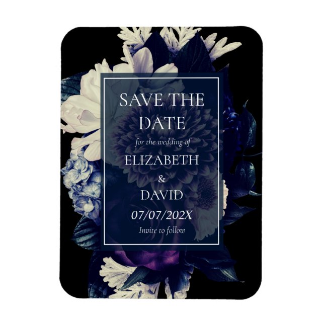 Imán Elegant Moody Dark Floral Wedding  (Vertical)