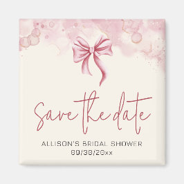 Imán Elegant Pink Bow Save the Date Bridal Shower