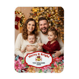 Imán Elegant Poinsettia Floral Custom Photo 