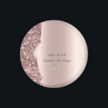 Imán Elegant Rose Gold Glitter Gold Rings<br><div class="desc">Elegant chic glitter border and gold heart rings on a rose gold background.</div>