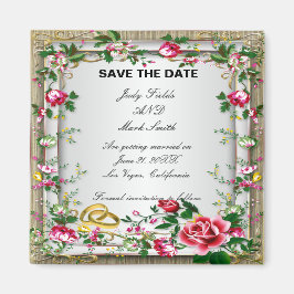 Imán Elegant Rustic Red Roses Save The Date Magnet