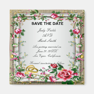 Imán Elegant Rustic Red Roses Save The Date Magnet