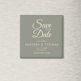 Imán Elegant Sage Green Yellow Save The Date Magnet