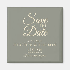 Imán Elegant Sage Green Yellow Save The Date Magnet
