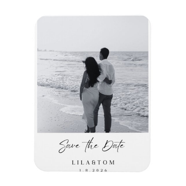 Imán Elegant Save the Date Wedding Card (Vertical)