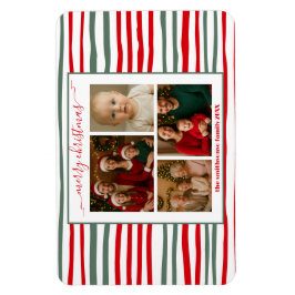 Imán Elegant Stripe family Photo merry Christmas modern
