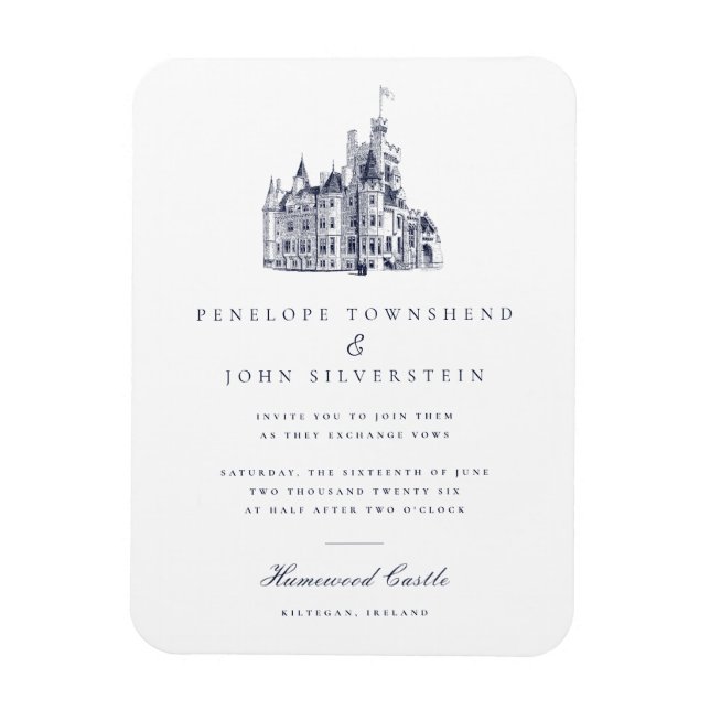 Imán Elegant Vintage Castle Wedding Invitation (Vertical)