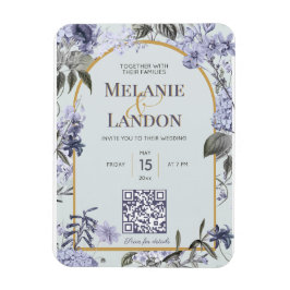 Imán Elegant violet & gold hydrangea wedding invitation