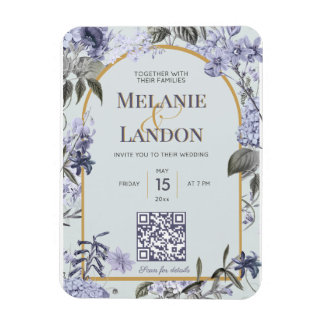 Imán Elegant violet & gold hydrangea wedding invitation