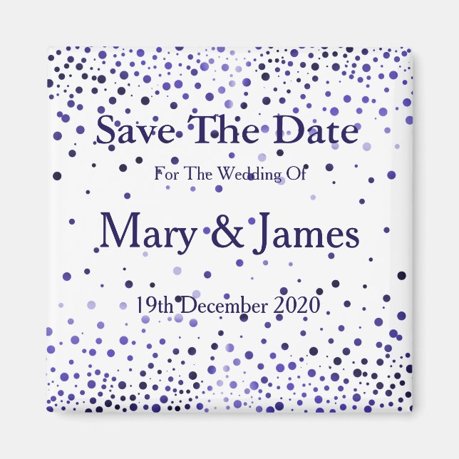 Imán Elegant Wedding Save The Date Blue Glitter Sparkle (Frente)