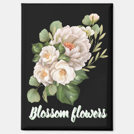 Imán Elegant white floral bouquet with green leaves