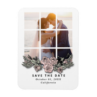 Imán Elegant Window with Image Wedding Save the Date