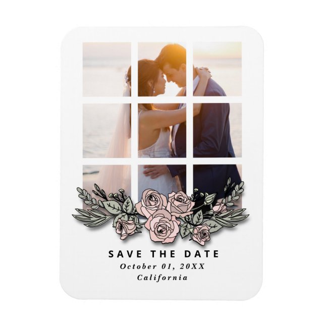 Imán Elegant Window with Image Wedding Save the Date (Vertical)