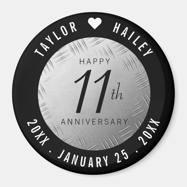 Imán Elegante 11ª celebración del Aniversario del Boda  (Frente)