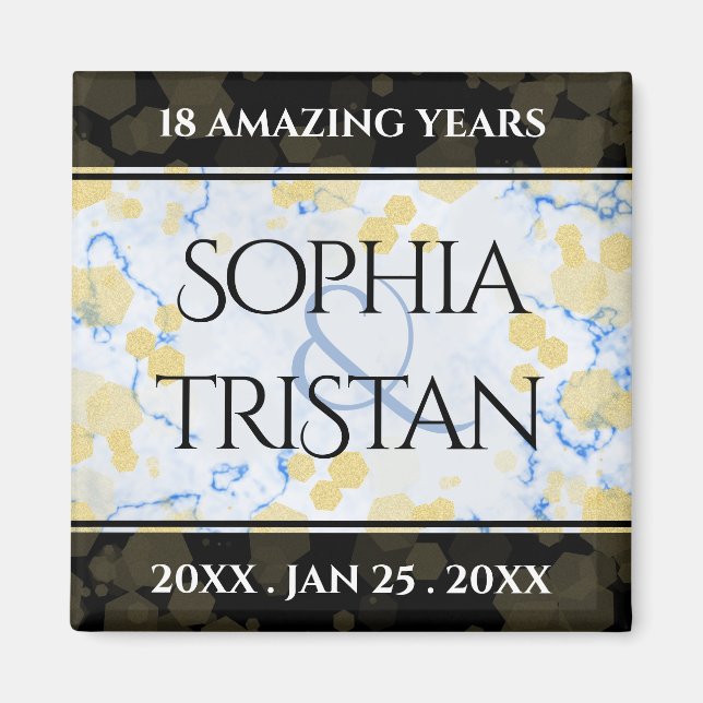 Imán Elegante 18º Aniversario del Boda de Porcelana (Frente)