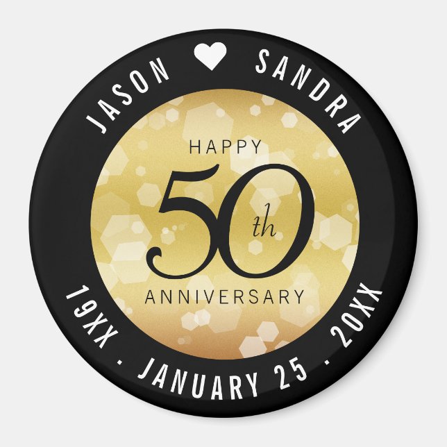 Imán Elegante 50° Aniversario del Boda de Oro (Frente)