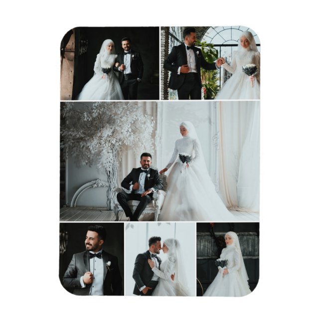 Imán Elegante 6 Collage Boda de fotos Keepsake (Vertical)