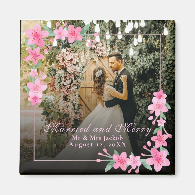 Imán Elegante acuarela 1 Navidades de fotografía Rubor  (Frente)