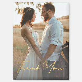 Imán Elegante Agradecimiento de Foto de Boda con Letra 