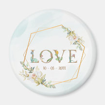 Elegante Amor Floral Verde Dorado