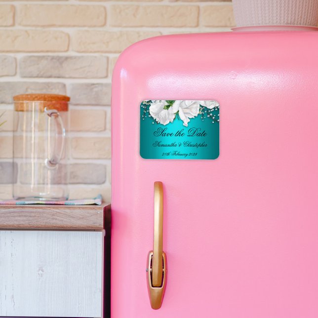 Imán Elegante aqua y la boda de rosas blancas salvan la (Subido por el creador)