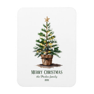 Imán Elegante Árbol de Navidad acuarela no foto