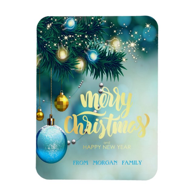 Imán Elegante árbol de Navidad, bolas, festividades est (Vertical)